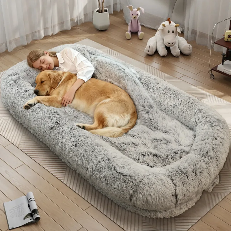主图1 Skandiquip 71x43x10 Human Dog Bed, Orthopedic Washable Non-Slip Lounger for Adults and Large Dogs, Black