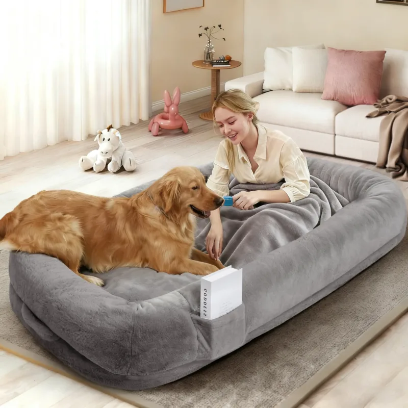 主图2 Skandiquip 71x43x10 Human Dog Bed, Orthopedic Washable Non-Slip Lounger for Adults and Large Dogs, Black