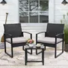 主图2 Skandiquip 3-Piece Outdoor Rattan Bistro Set, All-Weather Wicker Patio Conversation Set with Soft Cushions & Side Coffee Table, Perfect for Balcony, Porch, Garden, PoolsideGrey, Grey