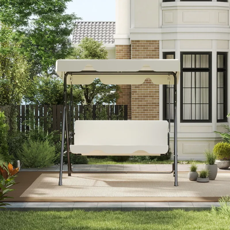 主图3 Skandiquip Outdoor Patio Swing Chair with Adjustable Canopy, Heavy Duty Swing Glider with Stable Stand, Suitable for Deck, Lawn, Backyard, Porch