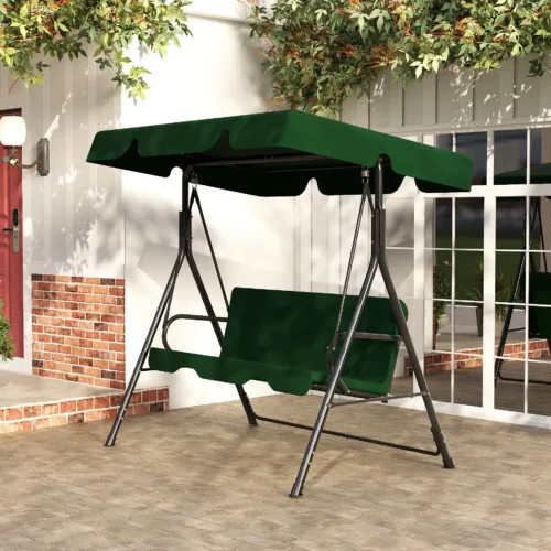 Skandiquip Outdoor Patio Swing Chair with Adjustable Canopy, Heavy Duty Swing Glider with Stable Stand, Suitable for Deck, Lawn, Backyard, Porch
