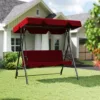 主图3 Skandiquip Outdoor Patio Swing Chair with Adjustable Canopy, Heavy Duty Swing Glider with Stable Stand, Suitable for Deck, Lawn, Backyard, Porch