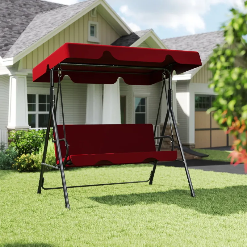 主图3 Skandiquip Outdoor Patio Swing Chair with Adjustable Canopy, Heavy Duty Swing Glider with Stable Stand, Suitable for Deck, Lawn, Backyard, Porch