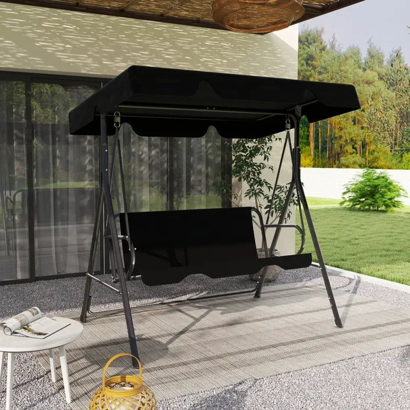 主图3 Skandiquip Outdoor Patio Swing Chair with Adjustable Canopy, Heavy Duty Swing Glider with Stable Stand, Suitable for Deck, Lawn, Backyard, Porch