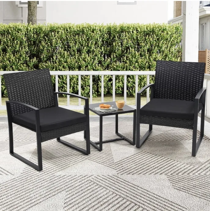 主图3 Skandiquip 3-Piece Outdoor Rattan Bistro Set, All-Weather Wicker Patio Conversation Set with Soft Cushions & Side Coffee Table, Perfect for Balcony, Porch, Garden, PoolsideGrey, Grey