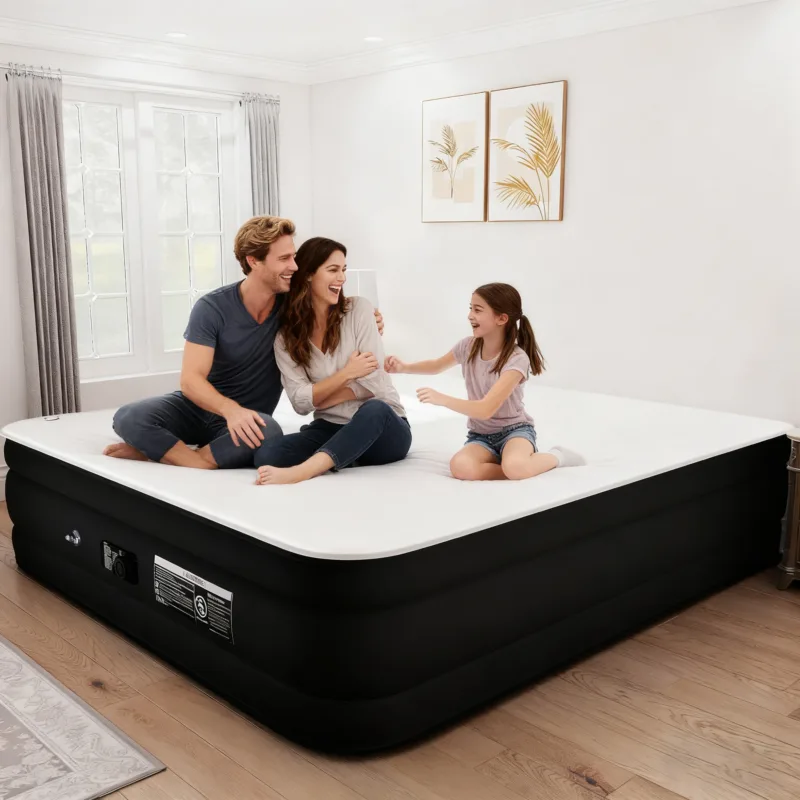 Twin Air Mattress - 17” Inflatable Bed with Built-in Pump, 450lb Capacity, Soft Milk Fiber Topper – Perfect for Home, Camping, and Guests