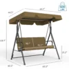 尺寸 Skandiquip Outdoor Patio Swing Chair with Adjustable Canopy, Heavy Duty Swing Glider with Stable Stand, Suitable for Deck, Lawn, Backyard, Porch