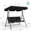 尺寸 Skandiquip Outdoor Patio Swing Chair with Adjustable Canopy, Heavy Duty Swing Glider with Stable Stand, Suitable for Deck, Lawn, Backyard, Porch