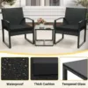 细节1 Skandiquip 3-Piece Outdoor Rattan Bistro Set, All-Weather Wicker Patio Conversation Set with Soft Cushions & Side Coffee Table, Perfect for Balcony, Porch, Garden, PoolsideGrey, Grey