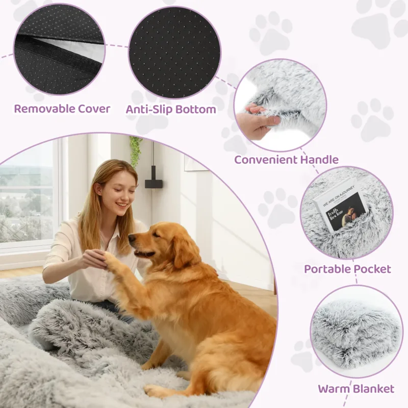 细节1 Skandiquip 71x43x10 Human Dog Bed, Orthopedic Washable Non-Slip Lounger for Adults and Large Dogs, Black