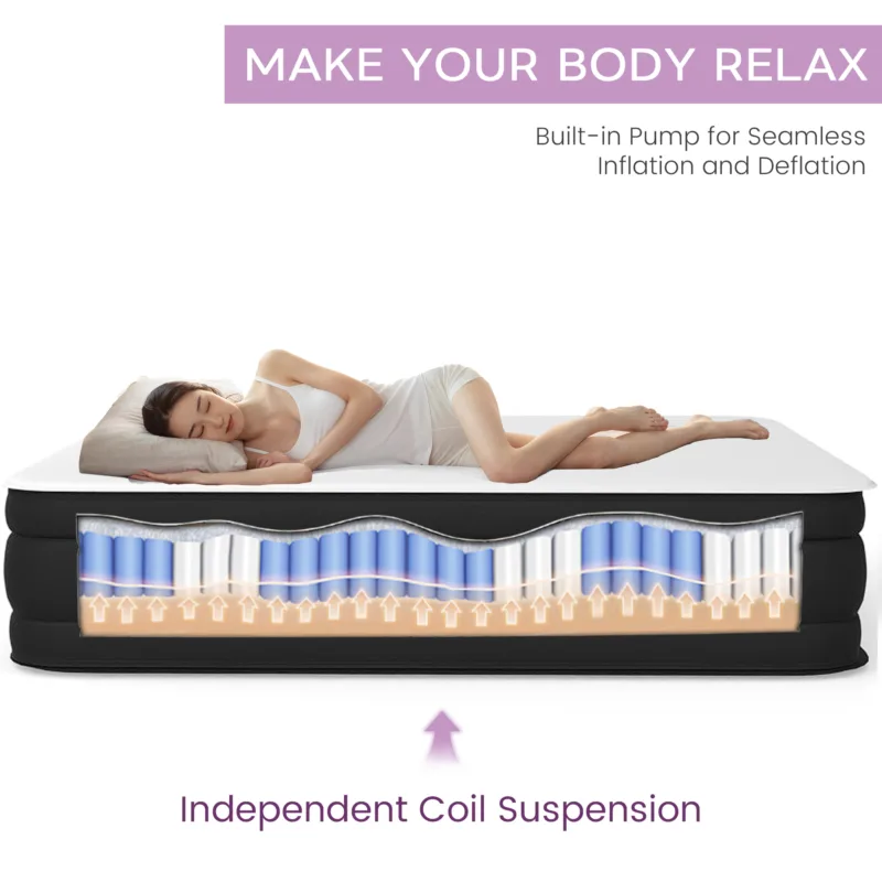 Twin Air Mattress - 17” Inflatable Bed with Built-in Pump, 450lb Capacity, Soft Milk Fiber Topper – Perfect for Home, Camping, and Guests