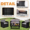 4 Pieces Patio Conversation Set, Outside Rattan Sectional Sofa, Cushioned Furniture Set, Wicker Sofa Ideal for Garden, Porch, Backyard, Grey Color Rattan and Light Grey Cushion
