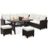 1 拷贝 Skandiquip 6-Piece Patio Furniture Sets,Waterproof All Weather Wicker Sectional,Sofa 2 Ottomans and Dining Table,For Deck Poolside
