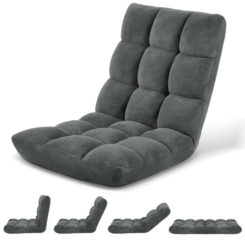 Folding Floor Chair with Back Support for Adults, Adjustable Japanese Meditation; Portable Gaming Chair Recliner Seat with Comfy Cushion, for Teens