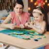 Skandiquip Rolling Jigsaw Puzzle Table with Wheels, Adjustable Height, Pneumatic Tilt, Extra Large for 1500 Pieces, Portable Puzzle Cart, White