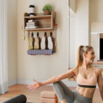 Home Gym Organizer, Yoga Mat Storage Rack, Wall Mounted Peloton Accessories Shelf, Large Capacity for Shoes, Yoga Mats, Clothes, Towels, Gym Equipment