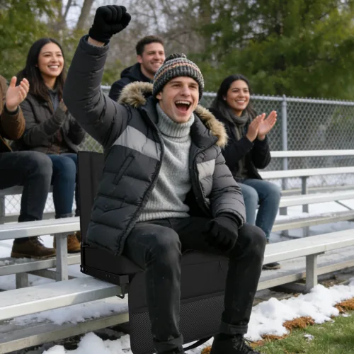 Heated Stadium Seats with Backrest and Cushion, Portable and Lightweight, Ideal for Camping, Beach, Sporting Events, Folds to Compact Size, Extra Wide, USB Battery Not Included