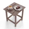 1 (1) Skandiquip 17" Square Adirondack Outdoor Side Table, All Weather Weathered Wood HDPE Patio End Table with Shelf