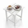 1 (1) Skandiquip 17" Square Adirondack Outdoor Side Table, All Weather Weathered Wood HDPE Patio End Table with Shelf