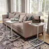 Skandiquip Set of 2 C Shaped End Table,24" Side Table with Metal Frame,Suitable for Sofa Couch Bed,Dark Brown Living Room Bedroom