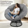 主图 (1) Skandiquip 44" Oversized Papasan Chair with 360° Swivel with Cushion, Sturdy Frame for Indoor & Outdoor
