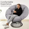 主图 (1) Skandiquip 44" Oversized Papasan Chair with 360° Swivel with Cushion, Sturdy Frame for Indoor & Outdoor