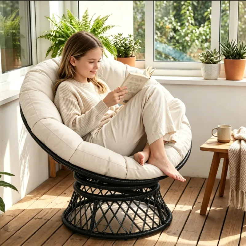 主图1 (1) Skandiquip 36" Oversized Papasan Chair with 360° Swivel with Cushion, Sturdy Frame for Indoor & Outdoor