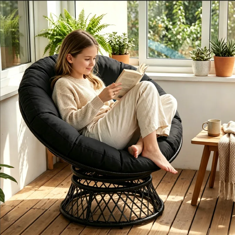 主图1 (1) Skandiquip 36" Oversized Papasan Chair with 360° Swivel with Cushion, Sturdy Frame for Indoor & Outdoor
