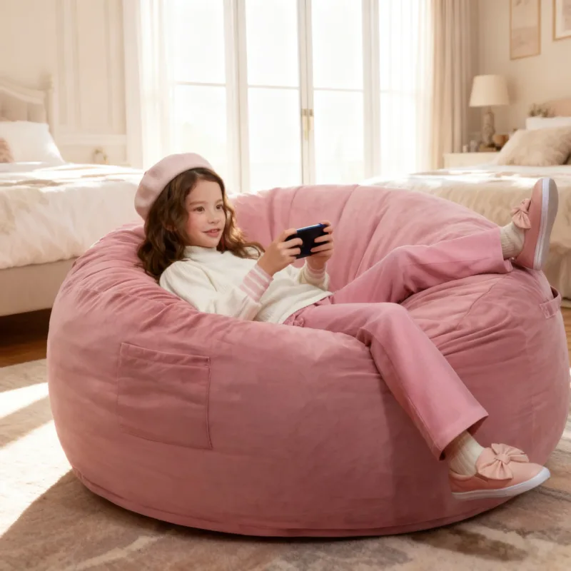 Skandiquip 3.5ft Bean Bag Chair for Adults & Kids, Memory Foam Filled, Washable Suede Fabric, Sturdy Zipper for Home, Den, Dorm