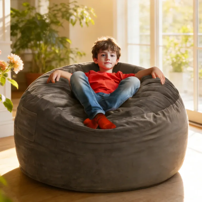 Skandiquip 3.5ft Bean Bag Chair for Adults & Kids, Memory Foam Filled, Washable Suede Fabric, Sturdy Zipper for Home, Den, Dorm