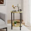 原木场景1 (1) Skandiquip 17.7 Inch Diameter Compact Round 2-Tier Accent Side Table Industrial End Table with Storage Shelf Wooden Top for Living Room Bedroom
