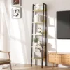 Skandiquip 5-Tier Leaning Ladder Shelf,  Wood and Metal Multifunctional Display Storage Rack for Living Room Bedroom