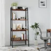 Skandiquip 4-Tier Leaning Ladder Shelf,  Wood and Metal Multifunctional Display Storage Rack for Living Room Bedroom