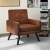 古铜色 (1) Skandiquip 31" Mid Century Modern Accent Chair, Upholstered Cozy Single Sofa Chair with Solid Legs, Extra Large Seat, 496 Lbs Capacity for Living Room Bedroom
