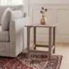 场景2 (1) Skandiquip 17" Square Adirondack Outdoor Side Table, All Weather Weathered Wood HDPE Patio End Table with Shelf