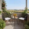Skandiquip 3 Pieces Bistro Set, All-Weather Wicker Furniture With 400 Lbs Load Capacity, Easy To Clean Glass Top Table