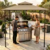 Skandiquip 8' x 5' Outdoor Grill Gazebo, Heavy Duty Double Tier Vented BBQ Canopy, Waterproof Sunproof Patio Barbecue Shelter for Backyard, Garden, Lawn & Outside Use