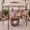 Skandiquip 8' x 5' Outdoor Grill Gazebo, Heavy Duty Double Tier Vented BBQ Canopy, Waterproof Sunproof Patio Barbecue Shelter for Backyard, Garden, Lawn & Outside Use