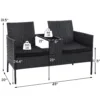 尺寸 (1) Skandiquip 2 Seat Patio Conversation Set, Outdoor Rattan Wicker Loveseat with Built-in Coffee Table, Removable Cushions, All Weather Patio Furniture for Backyard Garden Lawn Balcony Porch