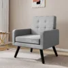 浅灰 (1) Skandiquip 31" Mid Century Modern Accent Chair, Upholstered Cozy Single Sofa Chair with Solid Legs, Extra Large Seat, 496 Lbs Capacity for Living Room Bedroom