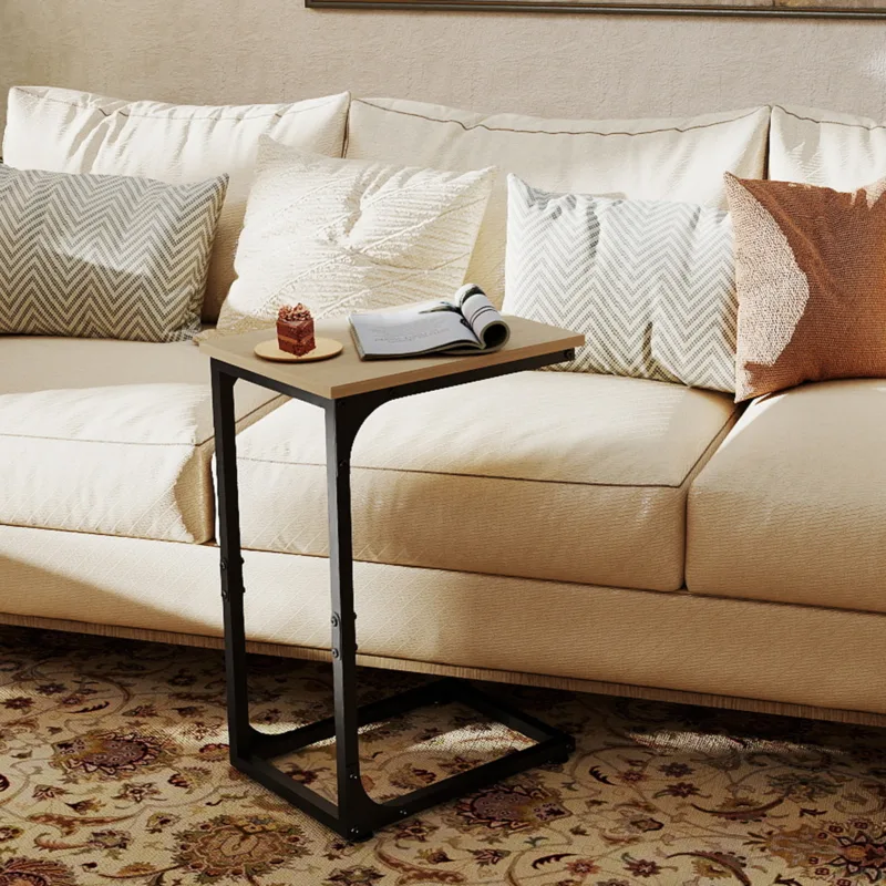 Skandiquip 24" Shaped End Table, Side Table for Sofa Couch Bed, Metal Frame Ideal for Living Room Bedroom