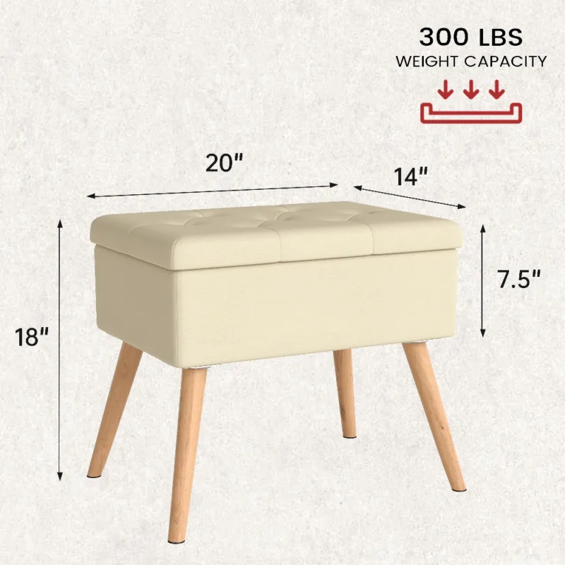 浅黄尺寸 (1) Skandiquip Extra Wide Round Storage Ottoman 26.3" Velvet Upholstered Foot Stool with Removable Lid for Living Room Makeup Room Bedroom