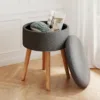 深灰场景 (1) Skandiquip Extra Wide Round Storage Ottoman 26.3" Velvet Upholstered Foot Stool with Removable Lid for Living Room Makeup Room Bedroom