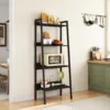 Skandiquip 4-Tier Leaning Ladder Shelf,  Wood and Metal Multifunctional Display Storage Rack for Living Room Bedroom