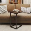Skandiquip 24" Shaped End Table, Side Table for Sofa Couch Bed, Metal Frame Ideal for Living Room Bedroom