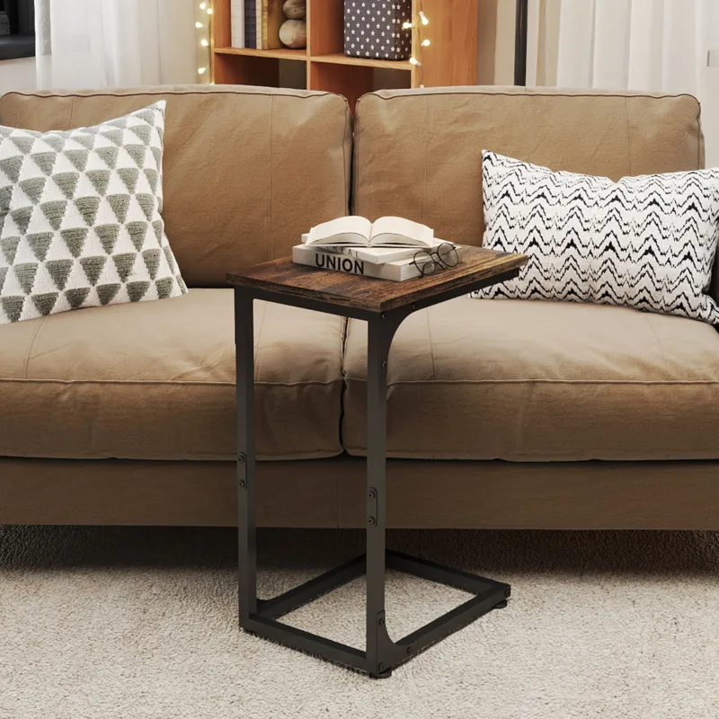 Skandiquip 24" Shaped End Table, Side Table for Sofa Couch Bed, Metal Frame Ideal for Living Room Bedroom