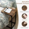 Skandiquip Set of 2 C Shaped End Table,24" Side Table with Metal Frame,Suitable for Sofa Couch Bed,Dark Brown Living Room Bedroom
