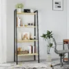 Skandiquip 4-Tier Leaning Ladder Shelf,  Wood and Metal Multifunctional Display Storage Rack for Living Room Bedroom