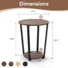 火烧木尺寸 (1) Skandiquip 17.7 Inch Diameter Round 2-Tier Accent Side Table Industrial End Table with Storage Shelf Wooden Top for Living Room Bedroom