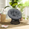 灰 (1) Skandiquip 36" Oversized Papasan Chair with 360° Swivel with Cushion, Sturdy Frame for Indoor & Outdoor